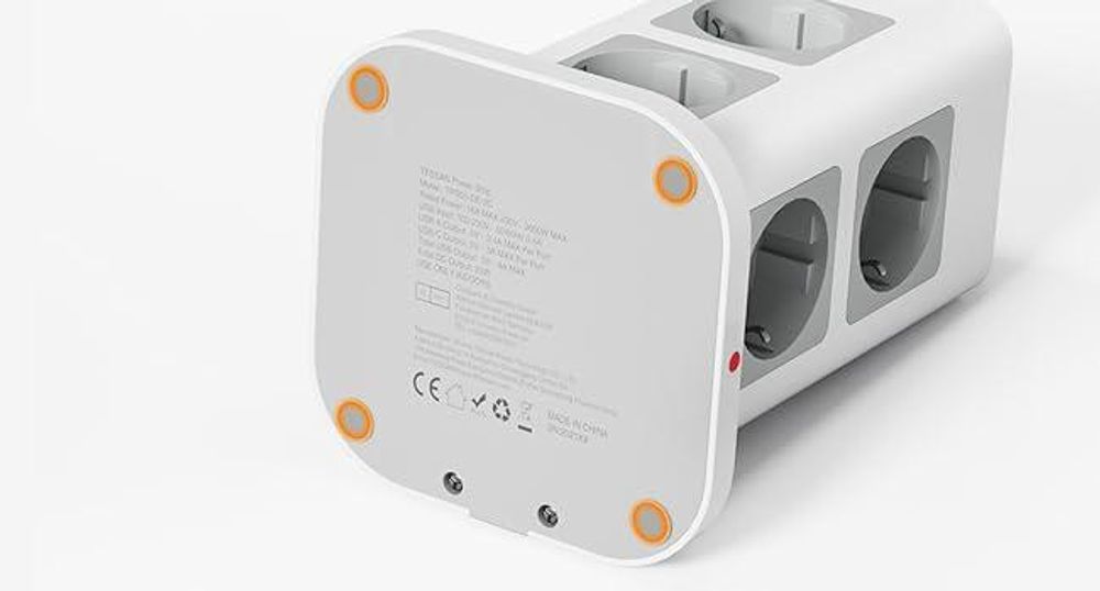 TESSAN 8 Fach Mehrfachsteckdose mit 2 USB C Verlängerungskabel 2M Steckdosenturm mit Schalter Grau 3600W
