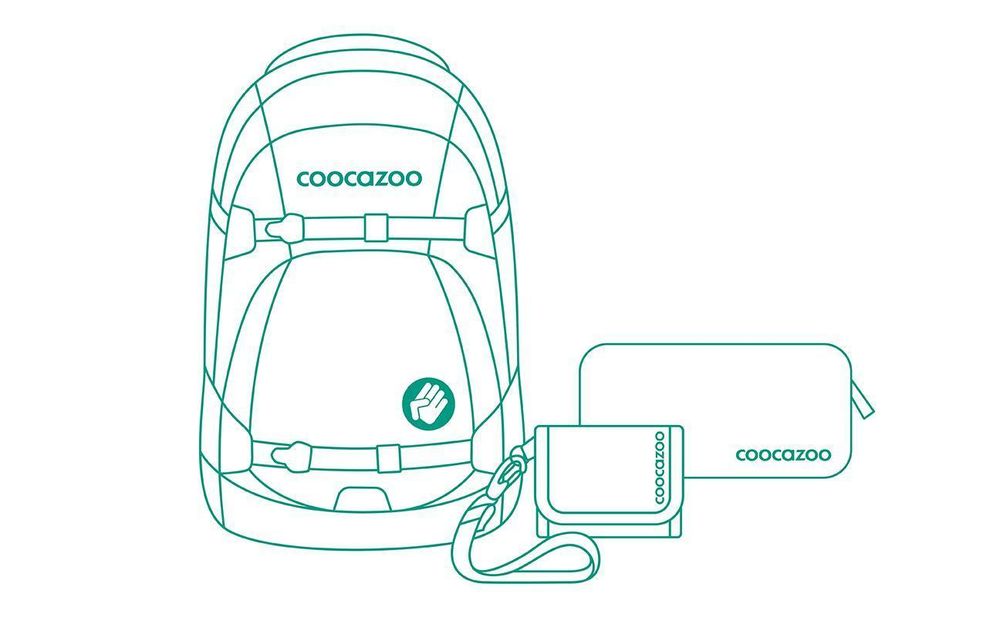 Das Bild zeigt den Lieferumfang des Schulrucksack-Sets.