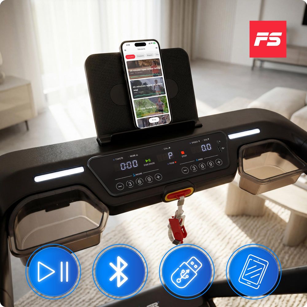 Laufband Elektrisch Klappbar THUNDER ARVEN-S-BLACK 15,9 km/h 20 Steigungen Bluetooth 140 kg