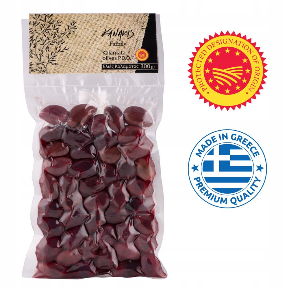 Kanakis | Kalamata-Oliven - 300 G - Mit Stein - Fleischig und Saftig - Natürliche Zutaten