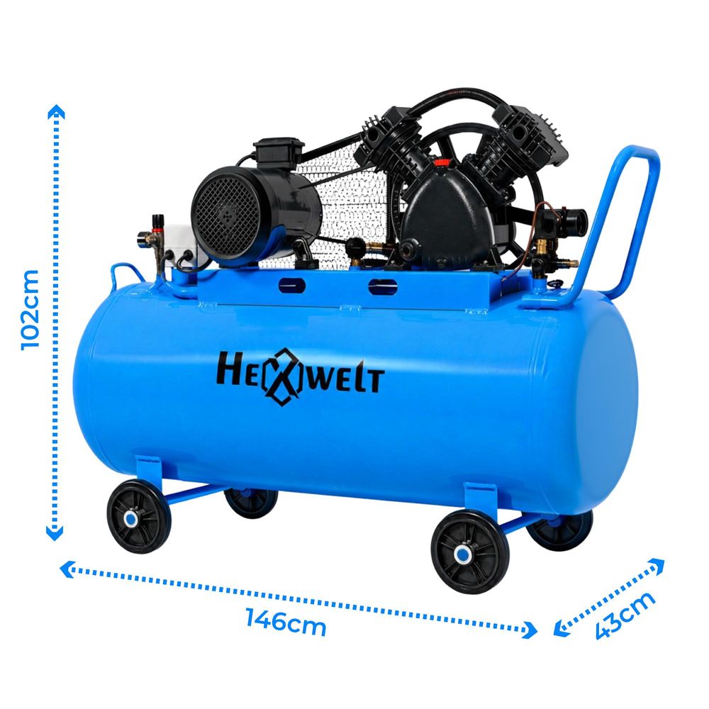 HEXWELT 200L Ölkompressor 5500W 8 Bar 730L/min Luftkompressor 2-Zylinder Werkstattkompressor 230V