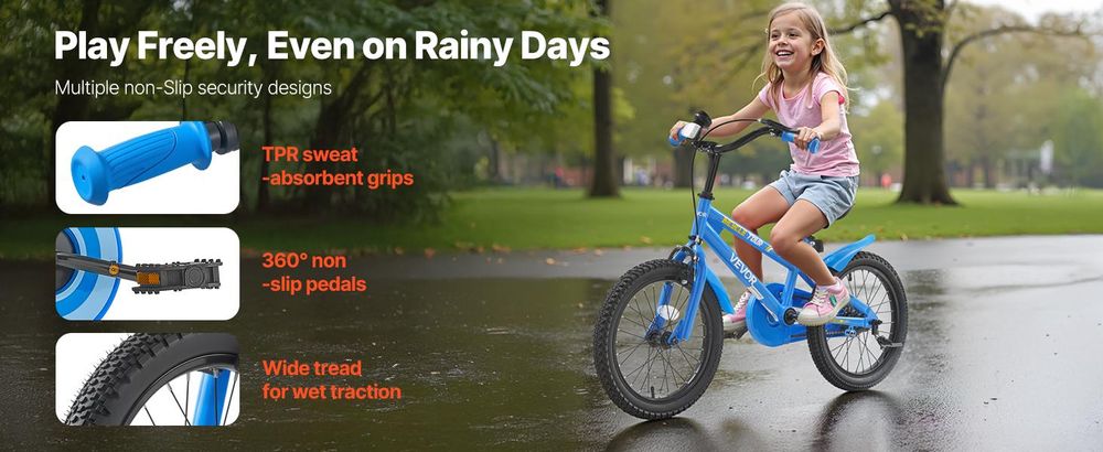 VEVOR Kinderfahrrad, 14 Zoll BMX-Stil-Fahrrad, empfohlene Kindergröße 95-116 cm, Stützräder inklusive, 4-8 Jahren Kinder, Kleinkinderfahrrad für Jungen und Mädchen zum Fahrradlernen, blau