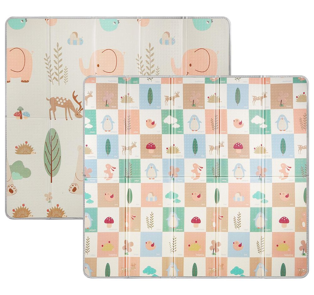 Extra Große & Dicke Krabbelmatte 180x200x1,5cm, Faltbare Baby Spielmatte, Wasserdicht Rutschfest Doppelseitigem Muster