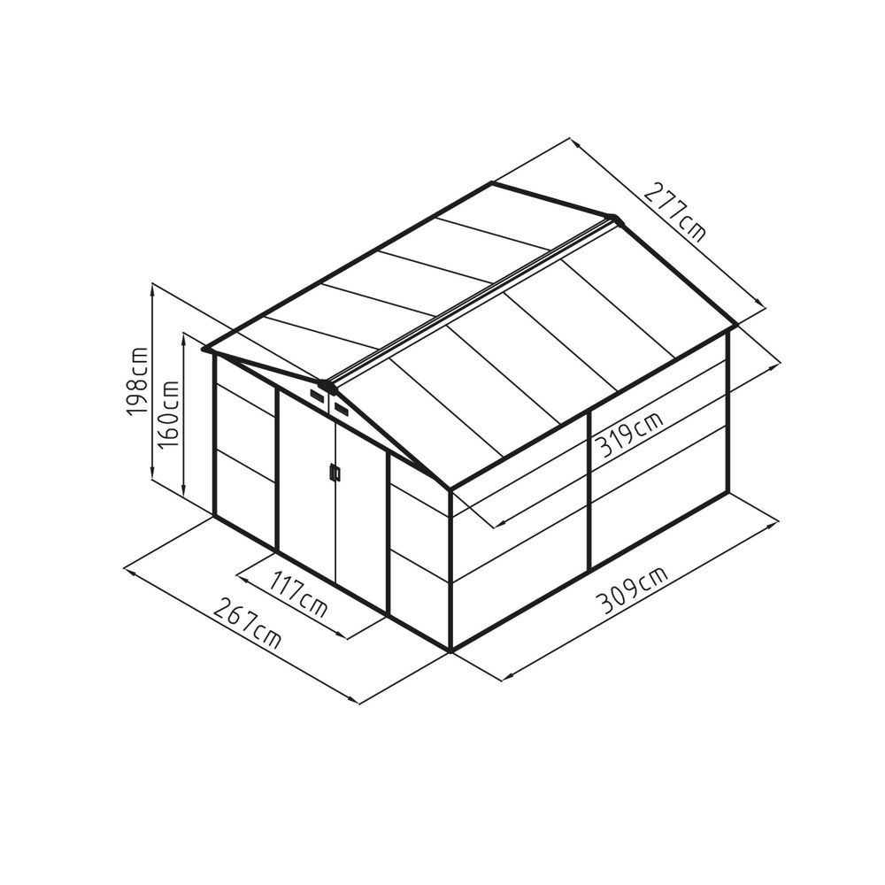 Abmessungen der Konstruktion des Gartenhauses G21 GAH 884