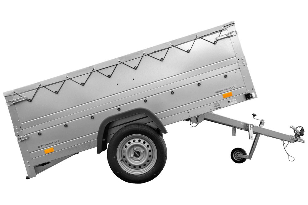 Faltbarer Anhänger GARDEN TRAILER 230 KIPP mit zusätzlichen Bordwänden, Stützrad und Flachplane