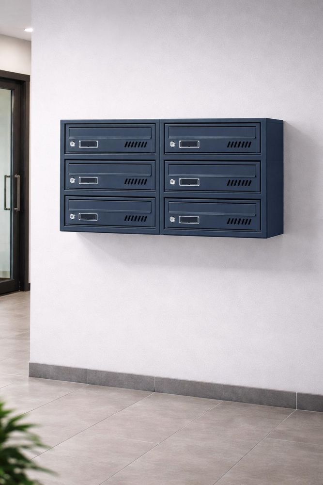 Buzón de correos para condominios de 6 compartimentos. RAL 7016