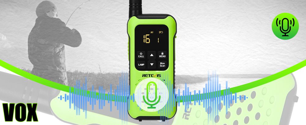 Retevis RT649P Walkie Talkie Wiederaufladbar, Wasserdichter IP67-Schwimmer, PMR 446, 16 Kanäle Lizenzfrei, LED-Taschenlampe, CTCSS/DCS VOX, Walkie Talkie-Headset für Rettung(2 Paar, Grün)