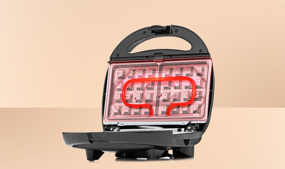 Lehmann Sandwichmaker 5 in 1 mit verschiedene Formen, 1200 Watt, Waffeleisen, Kontaktgrill, Panini, Sandwich, süße Küchlein, Inklusive 5 Plattensets