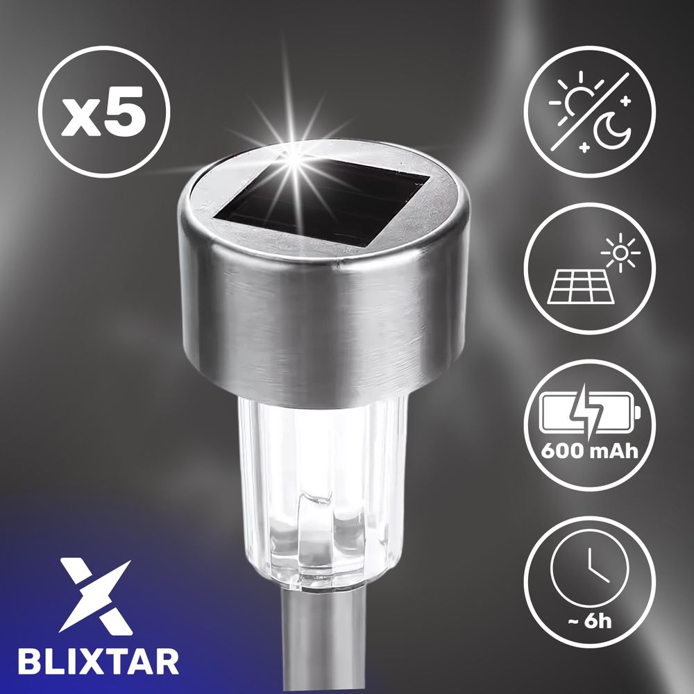 5X Solarleuchte set LED Gartenlampen Solarlampen BLIXTAR
