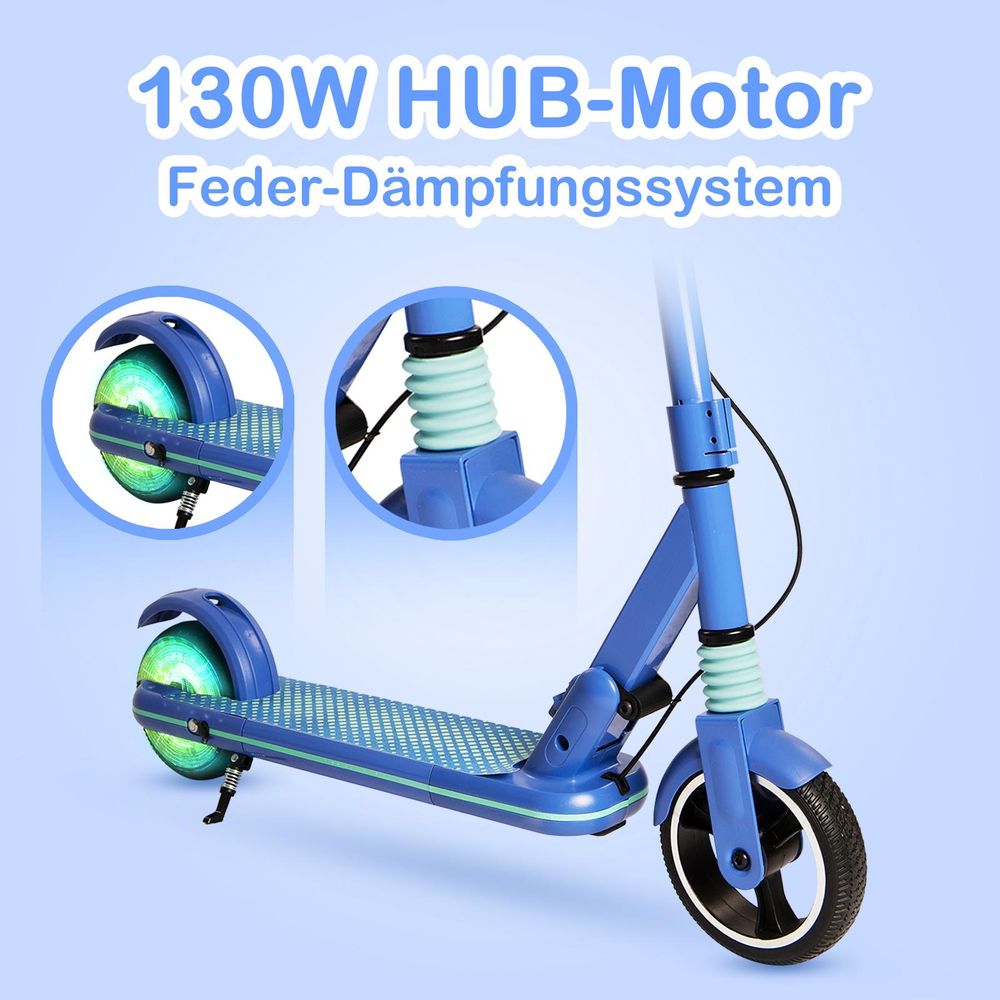 Elektroscooter Kinder E-Scooter Blau mit LED-Anzeige Klapproller elektroroller Staubgeschützter Ladeanschluss E Roller Geschenk Für Kinder Und Jugendliche