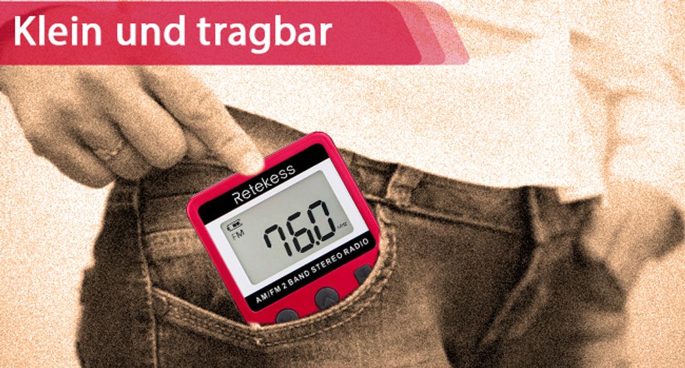 Retekess V112 Mini Radio Klein, AM FM Taschenradio mit Kopfhörer, 500mAh Akku, Sleeptimer, zum Laufen, Outdoor für Senioren (Rot)