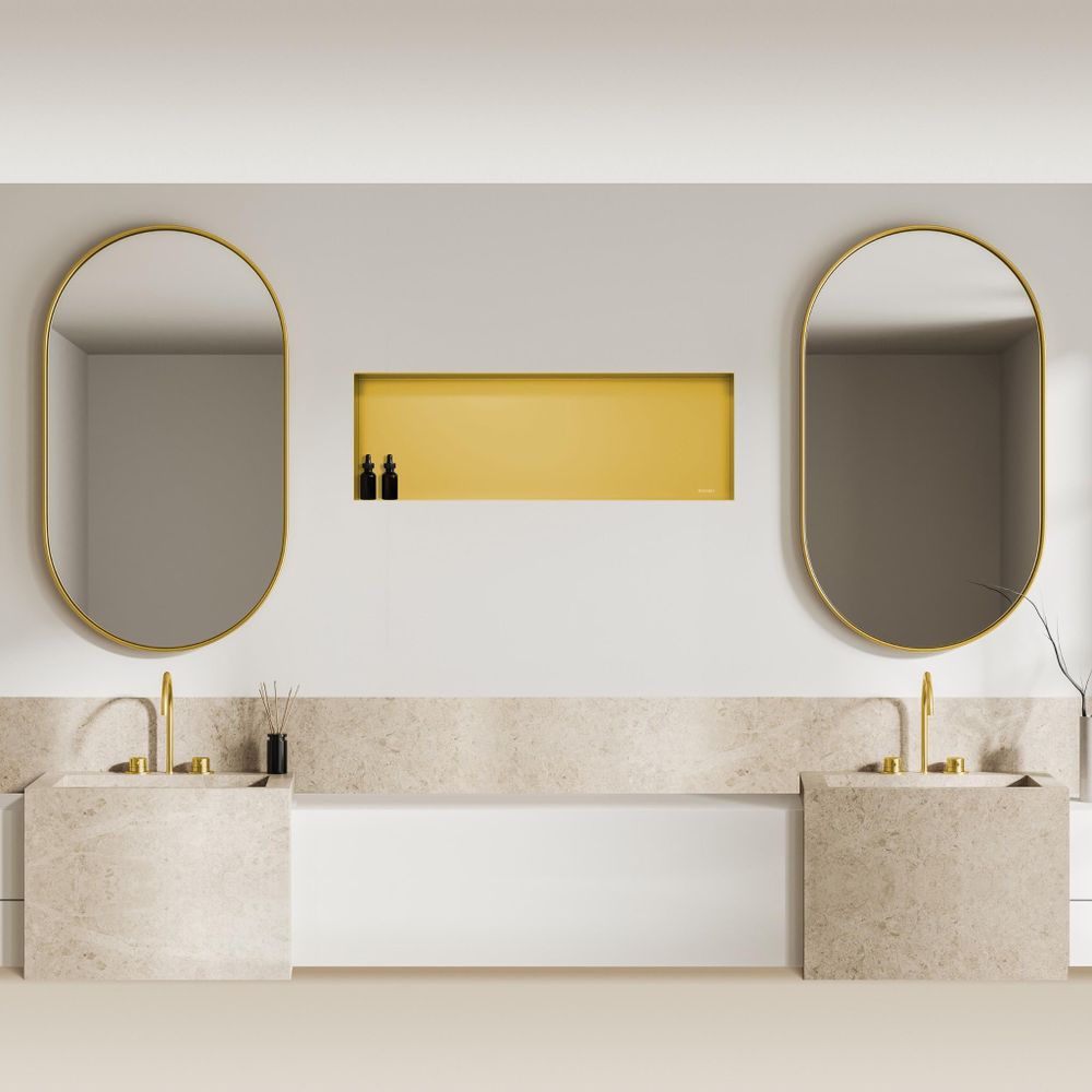 Dusch Nischenregal in moderner Badezimmer Dusche - Edelstahl Wandnische für Shampoo und Kosmetik