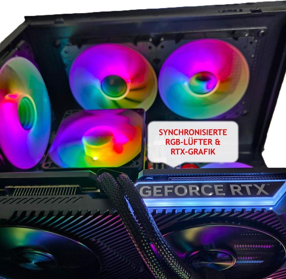 Gaming PC BLACK | NVIDIA RTX 3050 | 128GB RAM 2TB SSD | Intel 12 Core | RGB Lüfter mit Fernbedienung | Luftkühlung | WLAN 5 | Win 11 | TPM 2.0