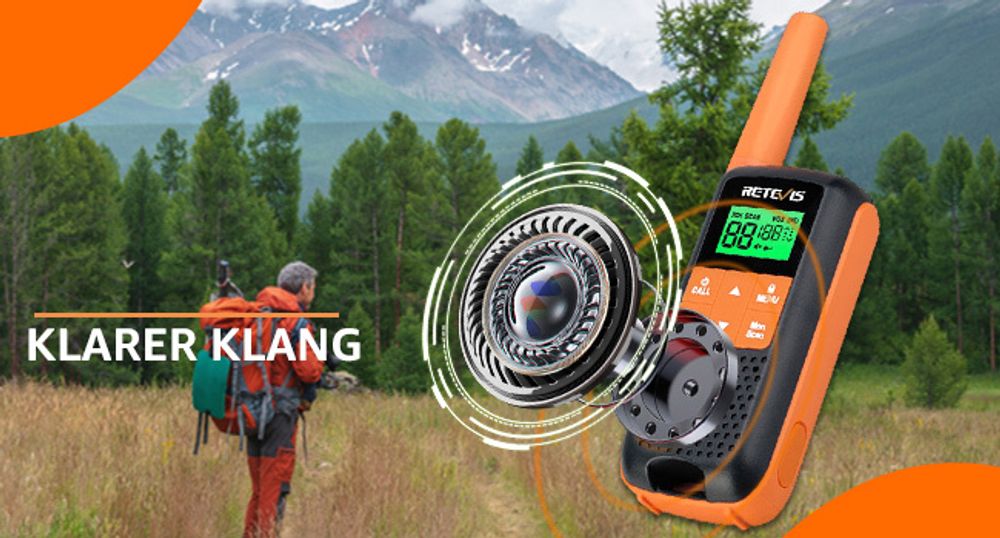 Retevis RT649 Walkie Talkie set, IP65 Wasserdichtes Funkgerät für draußen, PMR446, 16 Kanäle, VOX, LED Taschenlampe, für Outdoor-Aktivitäten