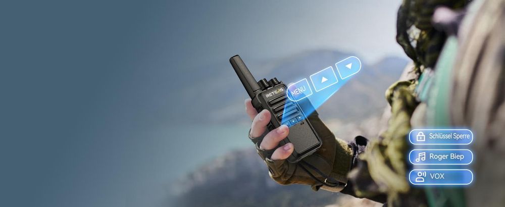 Retevis RT668B Funkgerät, PMR446 Walkie Talkie mit Ohrhörer für Erwachsene, VOX, 16 Kanäle, CTCSS/DCS, für Camping