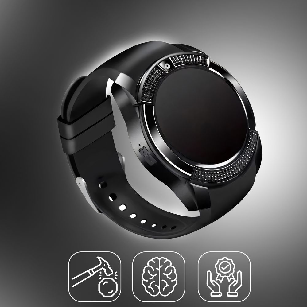Smartwatch Smart Watch 45mm Armbanduhr mit SIM Touchscreen Sport Band Fitness Armband Black Watch Geschenk Call Android Herren Damen Schwarz Retoo