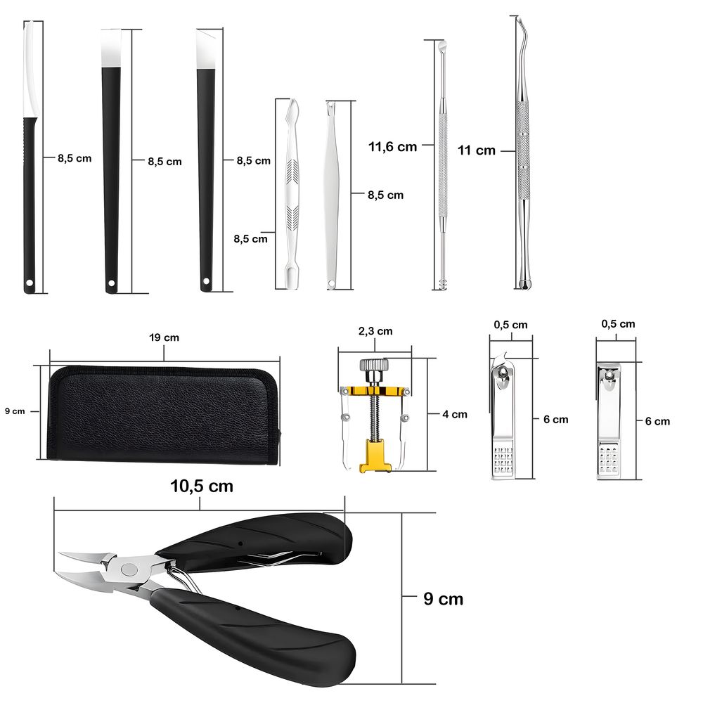 Maniküre Set mit Etui Nagelset Nagelpflege Schere Pinzette Feile Seitenschneider Rändel Schermaschine Nagelknipser Pediküre Kit 8-tlg Edelstahl Retoo