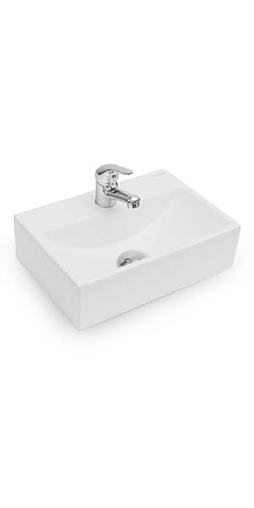 VILSTEIN Waschbecken klein I Hänge- oder Aufsatzwaschbecken I 36,5cm x 25cm x 10,5cm I Gäste-WC I Hahnloch Mittig