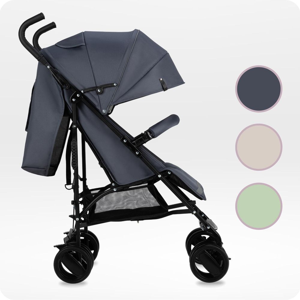 MoMi AKIRA Buggy Kinderwagen – Zusammenklappbar, Leicht 6,7 kg, Moskitonetz, Regenschutz, Korb, Tasche – Grau
