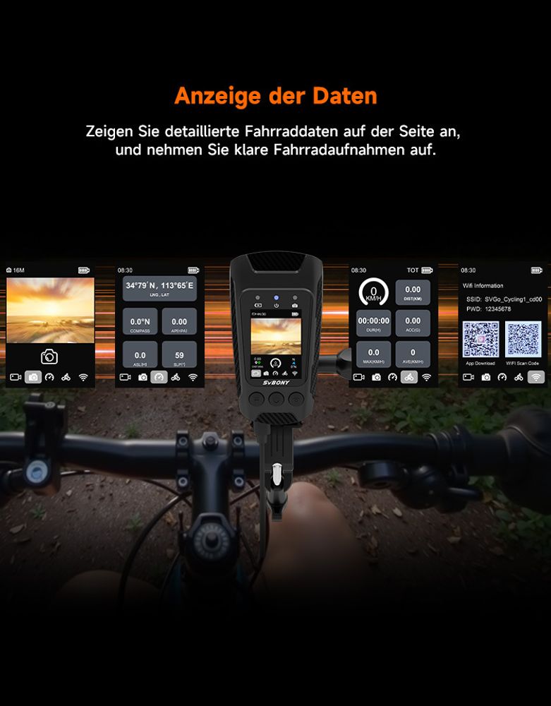 SVBONY SVGo C1 Action-Cam 4K 30FPS, 20MP WiFi-Kamera mit Touchscreen, integriertem GPS, EIS-Bildstabilisierung, 2500 mAh Lithium-Akku, für Radfahren