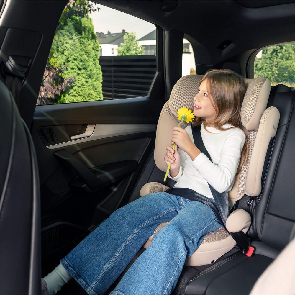 Kinderkraft Kindersitz XPAND 2 PRO i-Size – 100-150 cm – ISOFIX & Gurt – DUO EXPAND-System – Seitenaufprallschutz – klappbar, Beige