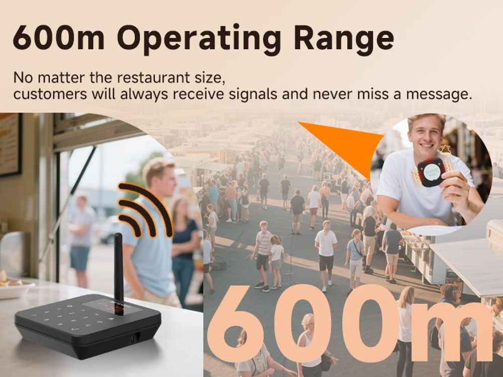Système de bipeurs Retekess TD186 pour restaurants, 30 bipeurs, portée de 600 m, protection anti-basculement, 64 combinaisons d'appel, touche de mise en sourdine, système d'appel des clients pour bars et cafés, talkie-walkie