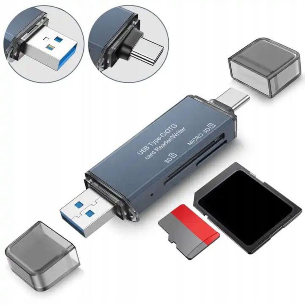 SD-Speicherkartenleser - USB 3.0 USB-C - Adapter - 4-in-1 - SD + MICRO SD TF 5 Gb/s bis zu 2 TB