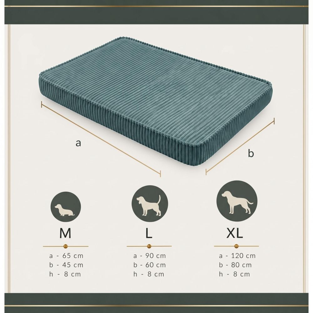 HUNDEBETT HUNDEKISSEN HUNDEMATTE CORD XL 120x80 CM Türkis