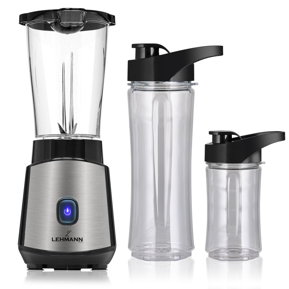LEHMANN Frullatore Elettrico 1L, Smoothie Maker con 2 Bottiglie Portatili 570 ml e 400 ml, Senza BPA, 1200W