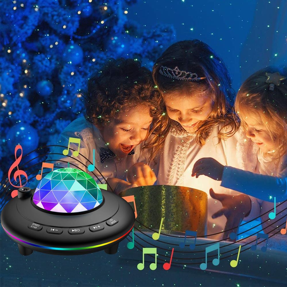 LED Sternenhimmel Projektor, Nachtlicht mit Sternen und Galaxis Effekten, Bluetooth Lautsprecher, Fernbedienung, Timer, RGB Farben Retoo