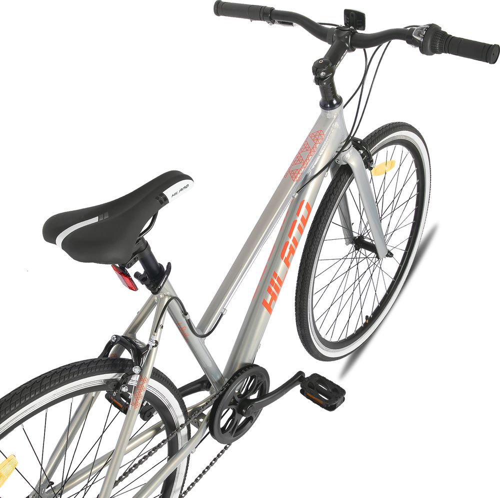 Hiland 700c Cityrad Damenrad Shimano 7 Gang Hybrid Fahrrad Pendlerfahrrad für Frauen 28 Zoll Trekkingrad,Blau