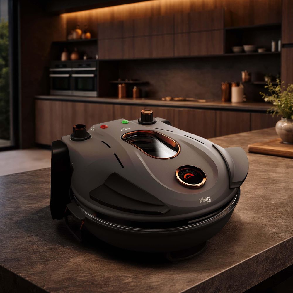 Xblitz Fornello Pizzaofen,Elektrischer Pizza-Ofen bis 400°C, mit Cordierit-Pizzastein,