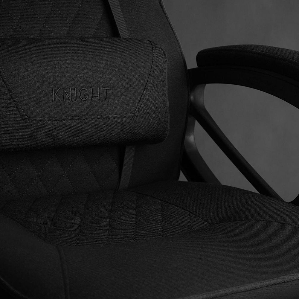 SENSE7 Knight Gaming Krzesło z tkaniny Czarne - Ergonomiczne krzesło biurowe Krzesło biurkowe Krzesło dla graczy Krzesło obrotowe Krzesło dla graczy PC 120 kg Krzesło