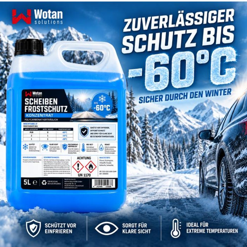 Wotan Scheibenfrostschutz Konzentrat 5L bis -60 °C für extreme Wintertemperaturen