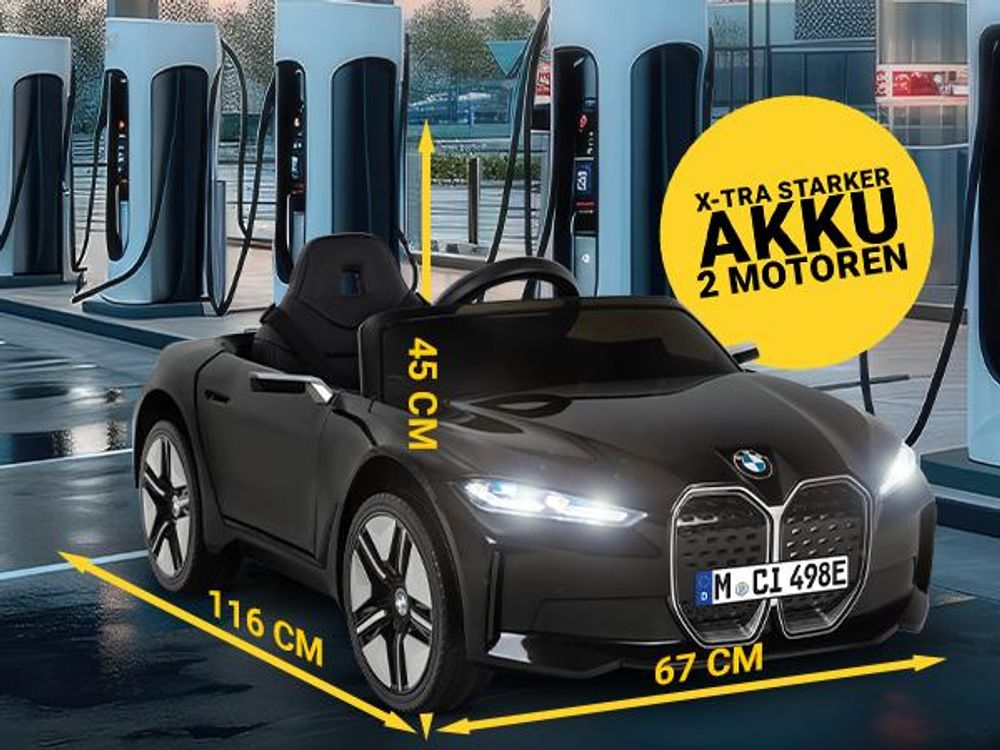 Actionbikes Motors Kinder Elektroauto BMW i4 | Elektro Auto - Fernbedienung - Kinderauto elektrisch - Elektrofahrzeug - Lizensiert - 2,4 Ghz (Schwarz)