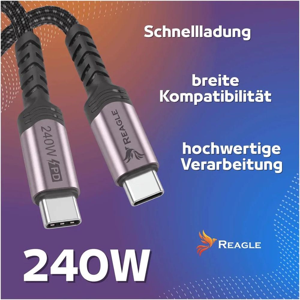 Reagle RUC300S USB-C Kabel 240W – Schnellladen und Datenübertragung für Laptop und Smartphone