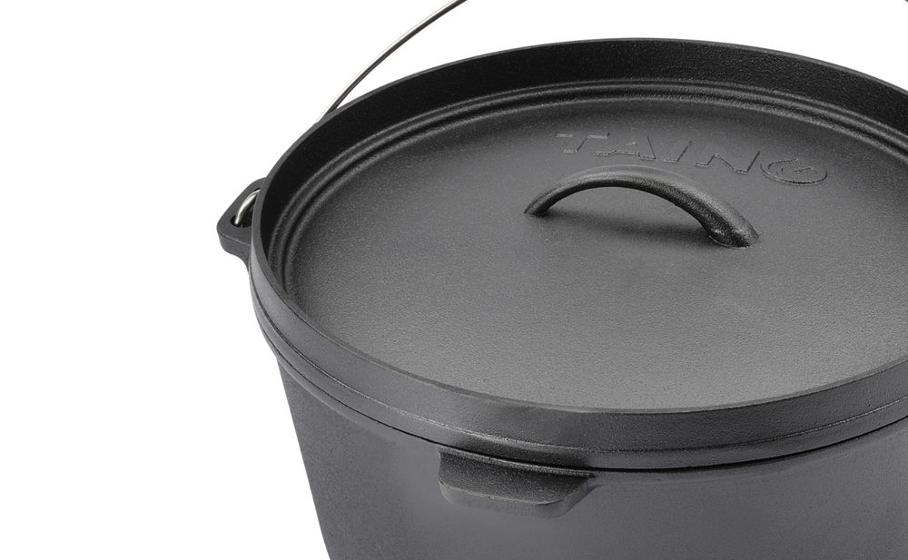 TAINO Dutch Oven 8L Gusseisen Ø 30cm Feuertopf Deckelheber Grillzubehör Dopf
