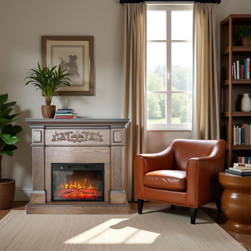 Elektrokamin mit heizung TUX Oak ElectricSun Elektrischer kamin, mit Soundeffekt, mit App, 3 Farbeinstellungen, B110xH102cm
