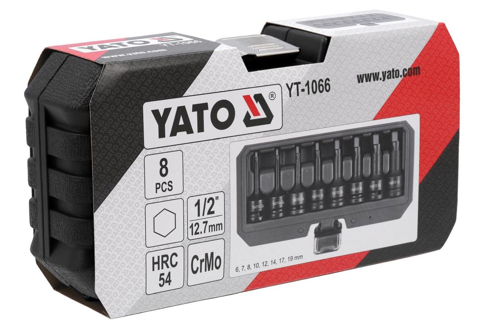 Yato YT-1066, 8 kusov, Šesťhranný (metrický), Chrómmolybdénová oceľ, 25,4 / 2 mm (1 / 2"), Šesťhranný