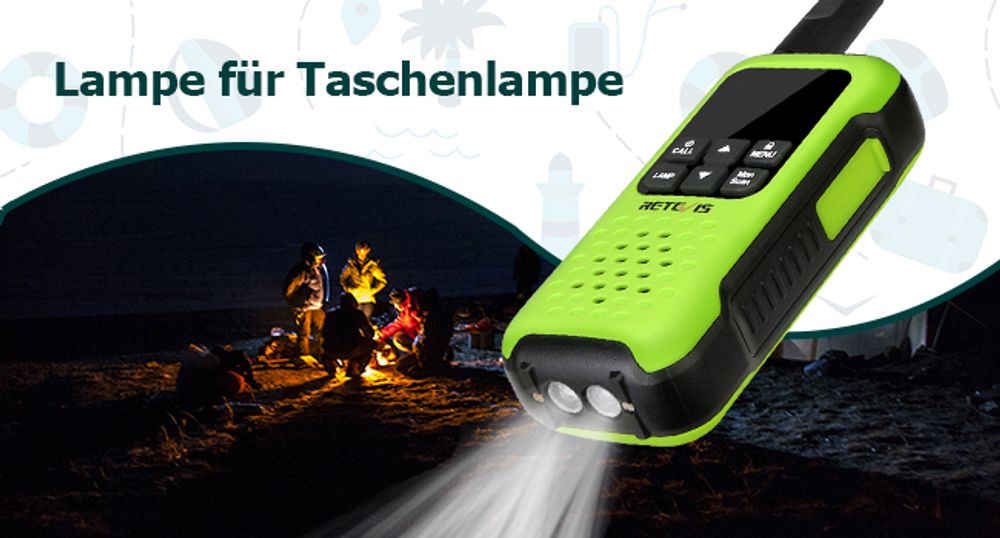 Retevis RT649P Walkie Talkie, Schweben Wasserdichter IP67 Funkgerät, PMR 446 Lizenzfrei, 16 Kanäle,SOS-Alarm,LED-Fackel, Walkie Talkie mit Akku für Erwachsene Skifahren Surfen (2er)