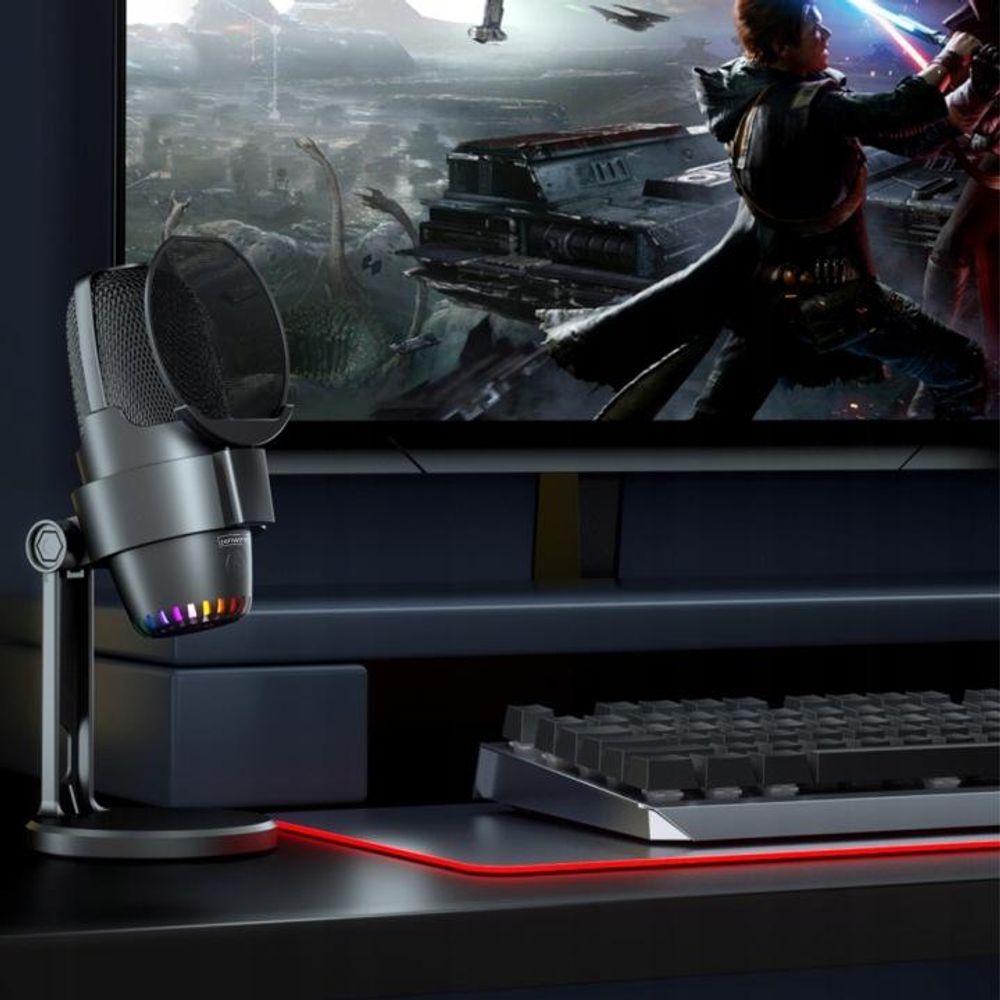 Mikrofon pojemnościowy - Mikrofon do komputera - Studio - ze statywem - Gaming - USB-C USB 3.0