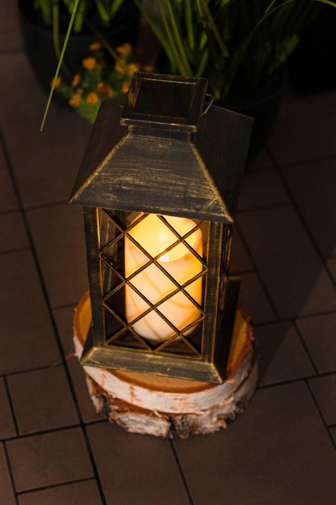 LUMILED 4x Solarlaterne für Außen Solar Laternen Draußen LED Glas Laterne Solarleuchte mit Kerze Flacker Effekt Kerze IP44 Vintage Patina