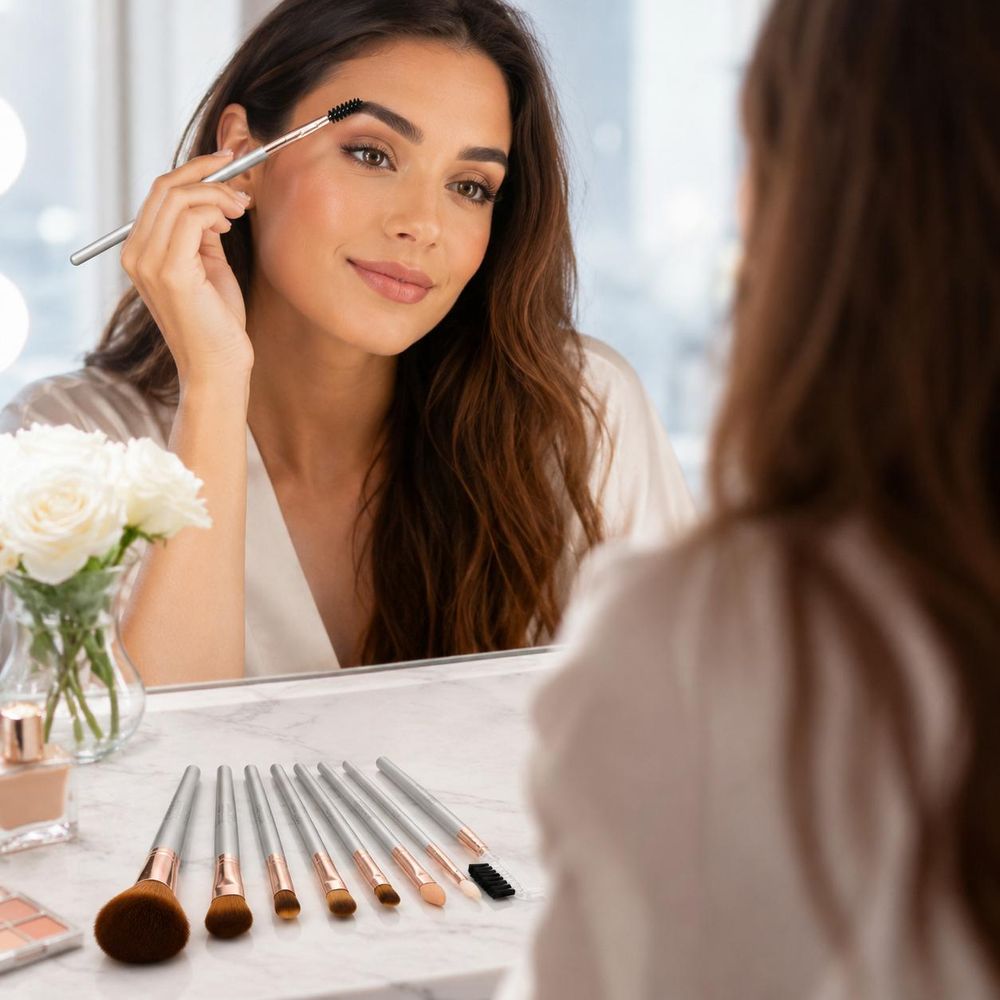 Professionelles Make-up Pinselset - Profi Kosmetikpinsel Set für Schminken, Puder, Lidschatten &