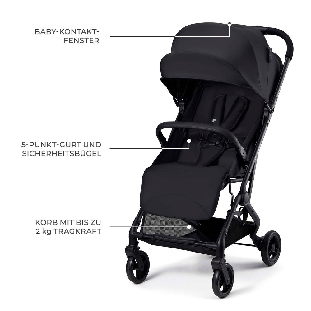 Kinderkraft INDY 3 Buggy - Ab der Geburt bis 15 kg - Leichter und kompakter - Einhändiges Zusammenklappen - Schwarz