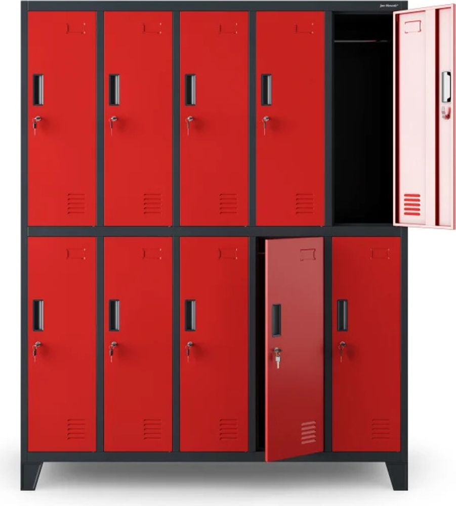 Schließfachschrank Spind Umkleideschrank anthrazit-rot 172x136x45