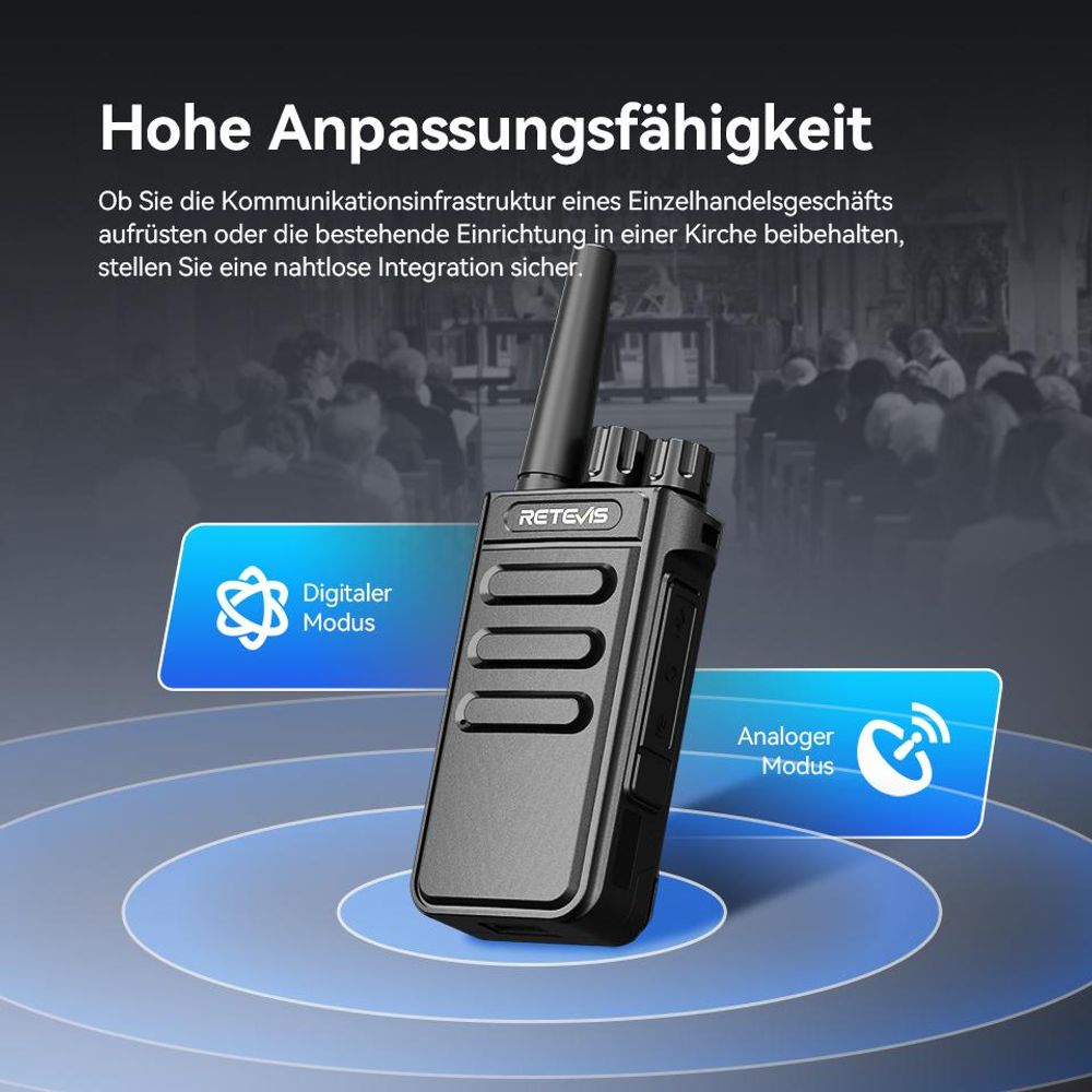 Retevis MateTalk P64 Digitale-Funkgerät, Professionelles PMR Funkgerät, Digital & Analog, Gruppenruf, VOX, Sicherheit(5er-Pack)