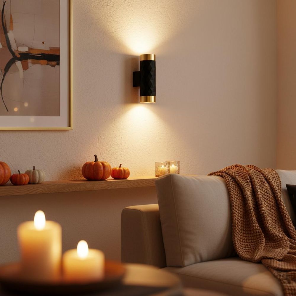MasterLED Wandlampe GU10 - Schwarz mit Gold - Glamour Duo Innenleuchte aus Aluminium - Modern und elegant