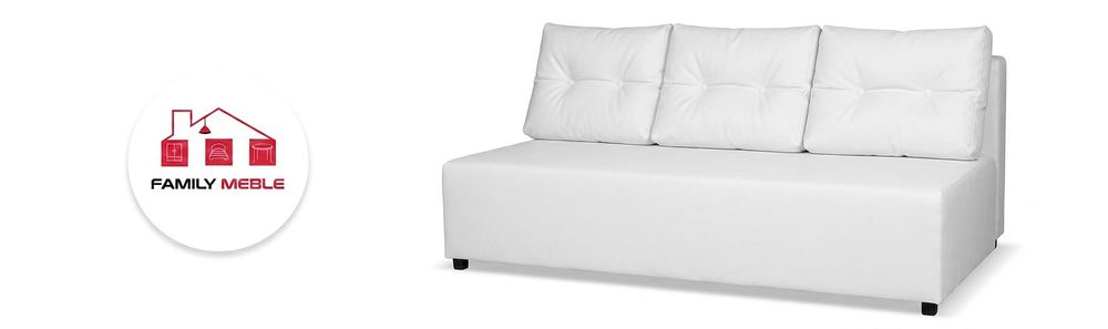 Schlafsofa KIMO Boston – mit Schlaffunktion und Bettkasten, Kunstleder in Weiß, Family Meble