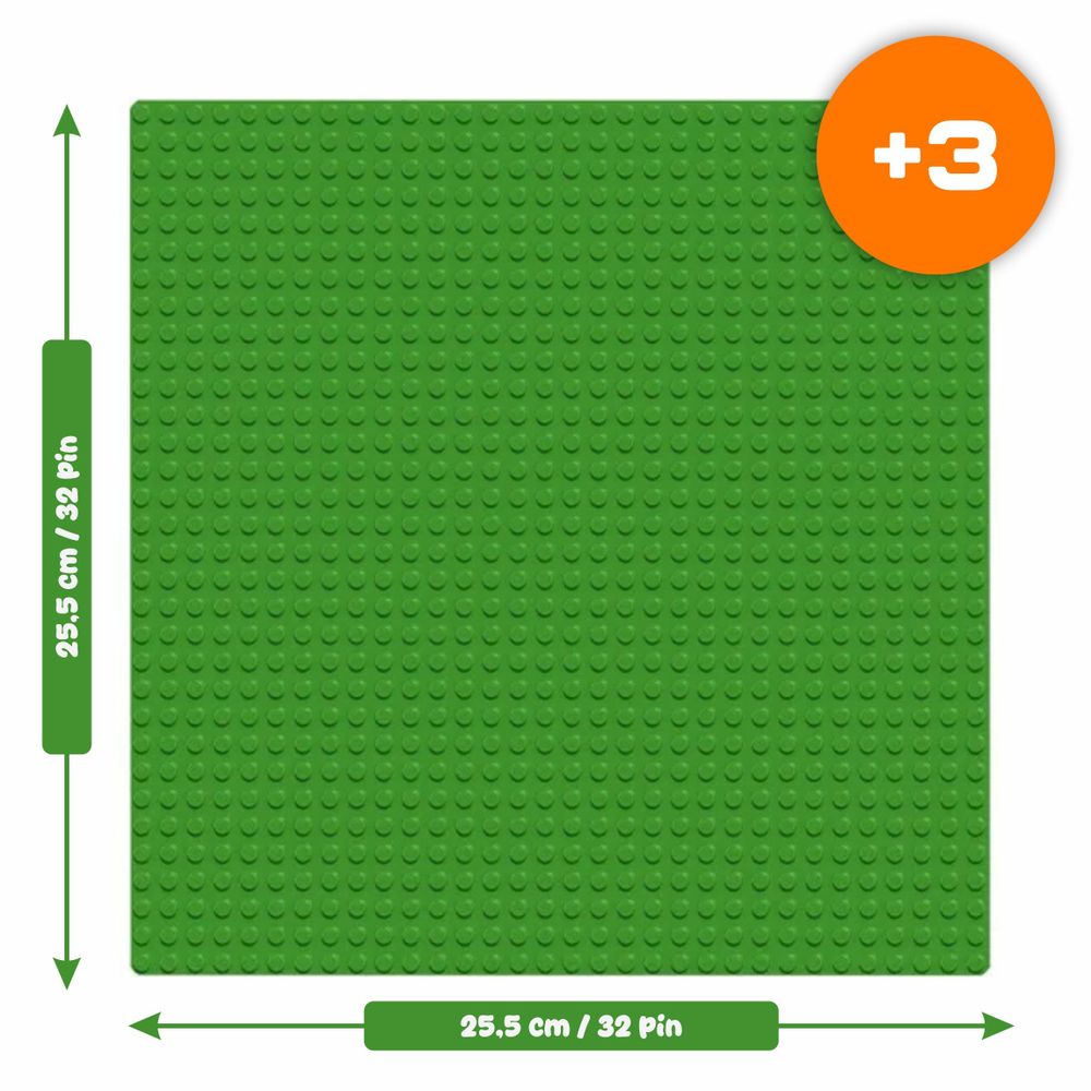 Bauplatte 32x32 Noppen, Grundplatte kompatibel mit gängigen Bausteinen, 25,5 x 25,5 cm, EVI KIDS, Grün