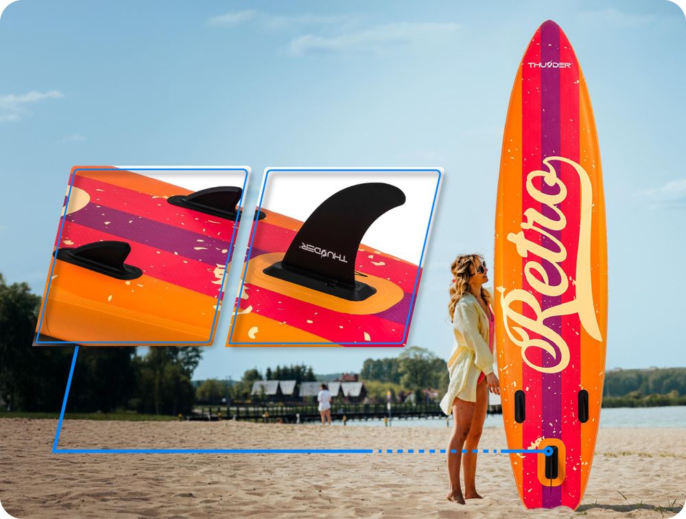 Thunder Retro Stand Up Paddle Board 320 x 75 x 15 cm Orange 150 kg